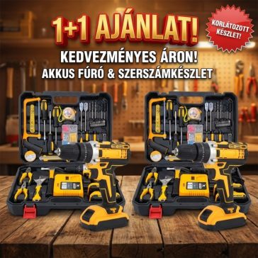   THO Akkus fúró & Szerszámkészlet, 2 db akkumulátorral kofferben 1+1 AJÁNLAT M-9045-2