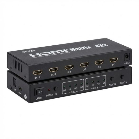 HDMI Matrix 4x2 – Professzionális 4K UHD Multimédia Elosztó és Kapcsoló M4X2
