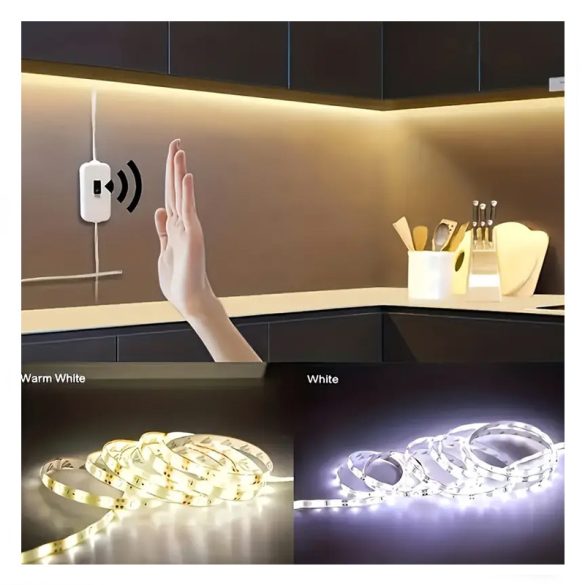 Okos mozgásérzékelős led szalag 3m hideg fehér ME261640