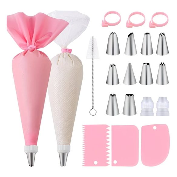 40 db-os tortadíszítő készlet 10 fúvókával - Rózsaszín ME2653581-2