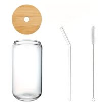   550 ml boroszilikát üveg pohár bambusz fedővel és szívószállal MK3791425