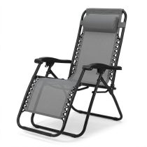   Összecsukható Relax Kerti Nyugágy Fejpárnával – Szürke NA-01S