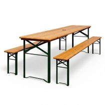   Napernyőtartós Összecsukható Fa Sörpad Garnitúra – 180 cm NPS180