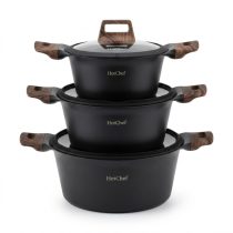   HotChef Matt Fekete Főzőedény Készlet – Elegancia és Funkcionalitás NUBE26-21F