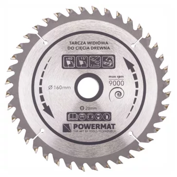   Powermat keményfém lapkás körfűrésztárcsa fához – 160 mm, 40 fog PM0879