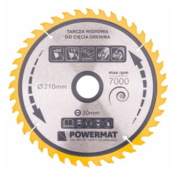   Powermat TDD-210x30x40Z TCT körfűrészlap fához 210 × 30 mm – 40 fog PM0889