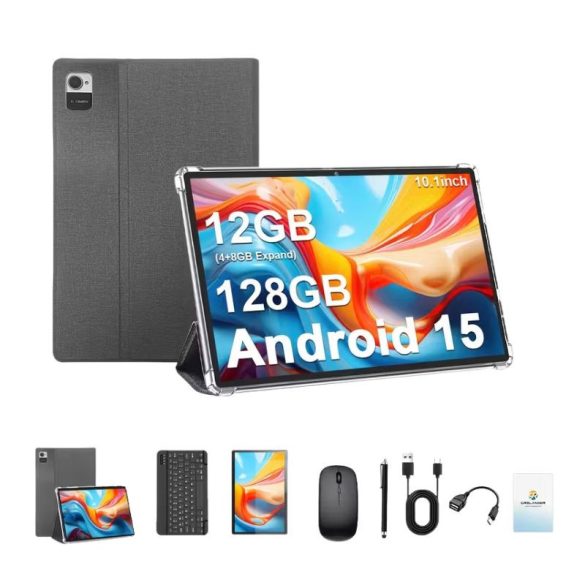 CRELANDER CR 10.1" Android 15 Tablet – Fekete tok, billentyűzet, egér és toll szettel PR6580737F