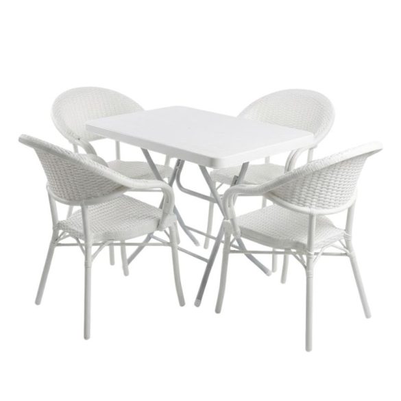 Anadolu 3D Rattan Mintás Kerti Garnitúra – Fehér PVC-RAT-04