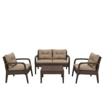   Mandella Latte Kerti Bútor Garnitúra Párnákkal PVC-RAT-14