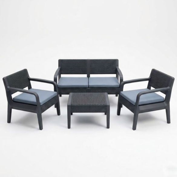 PVC rattan kerti bútor szett 4 részes antracit PVC-RAT-20