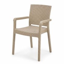 PVC rattan hatású kerti szék karfával bézs PVC-RAT-22