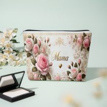   Cipzáras kozmetikai táska - Rózsás minta, Mama felirat PX11462106
