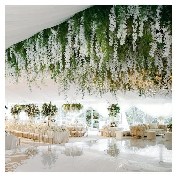 Mesterséges Fehér Wisteria Virágfüzér 48 db, 110 cm Esküvői és Otthoni Dekoráció QD1369013