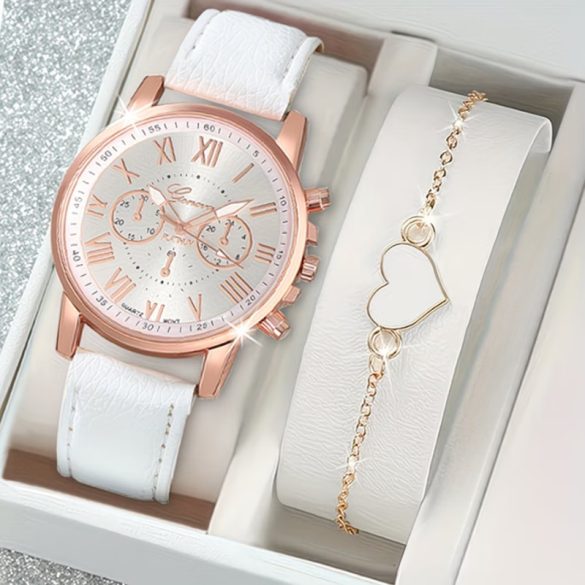 Női kvarcóra divatos szett karkötővel QM3157943