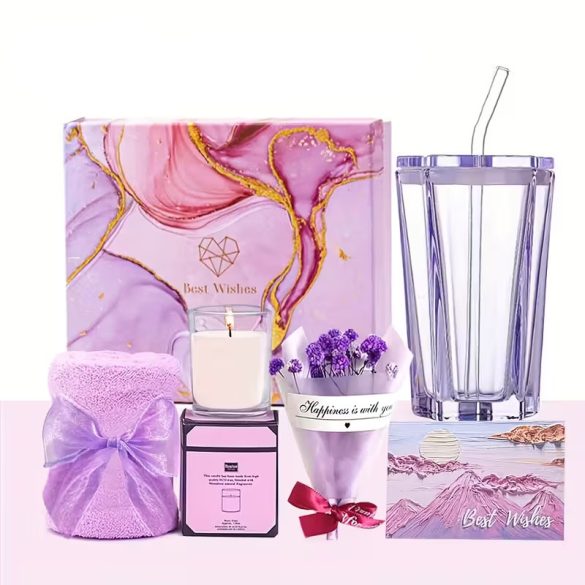 Ajándékcsomag nőknek – lila wellness és kényeztető szett QP2413542