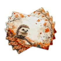   Őszi sünis mintás textil asztali alátét szett 4db QT3184003-4