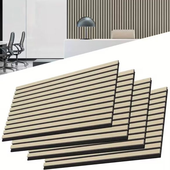 4 db 120 × 60 cm Akusztikus barna fa hangszigetelő panel QX1122442
