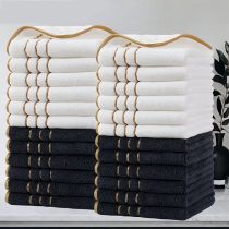   24 részes arany csíkos 35x35cm  törölköző szett fehér-sötétszürke RB6623627-FSSZ