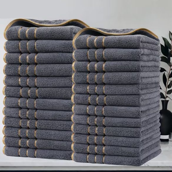 24 részes arany csíkos 35x35cm  törölköző szett szürke RB6623627-SZ