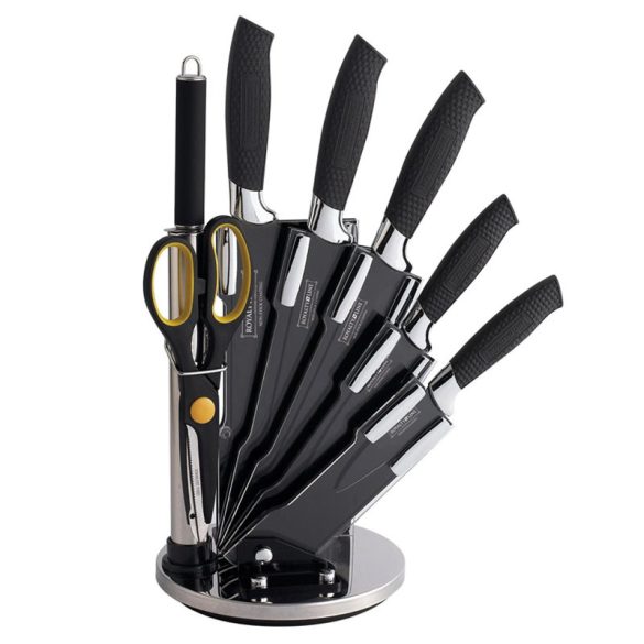 Royalty Line 8 Részes Késkészlet Élezővel és Ollóval, RL-BLK8-W