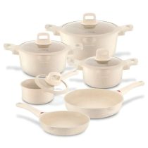   Royalty Line – 10 Részes Indukciós Edénykészlet Márvány Bevonattal szilikon fogantyúval, krémszínű RL-T10C