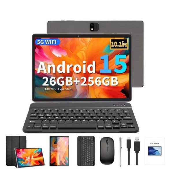 QDDQ Android 15 Tablet 10.1” - billentyűzettel, egérrel, fekete tokkal RP7504217F