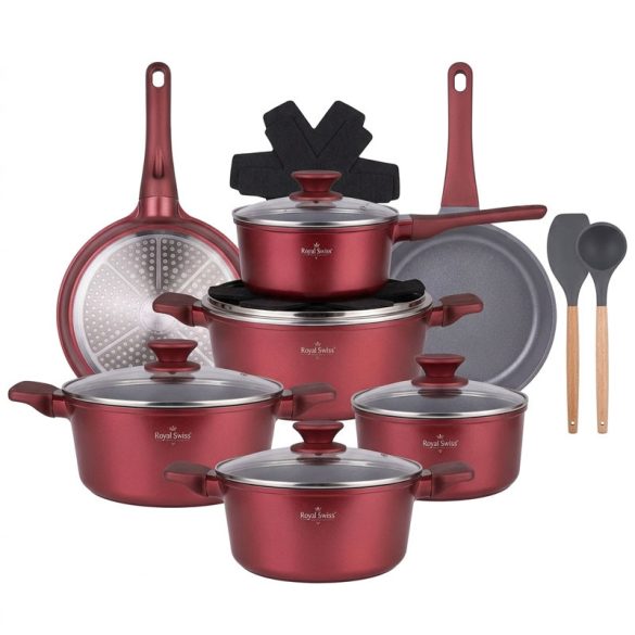 Die Cast Aluminum 14 részes edénykészlet burgundi vörös SH-BP3014BU