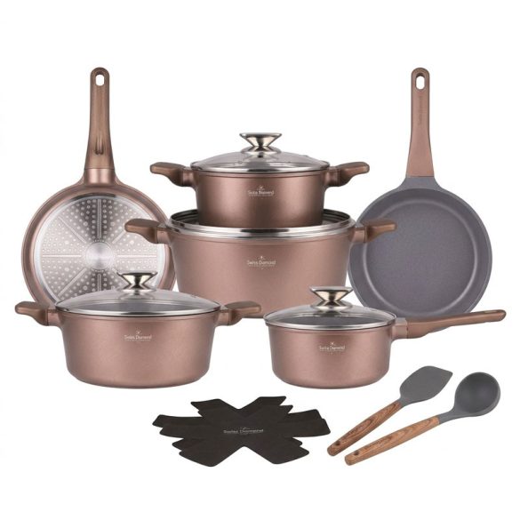 Die Cast Aluminum 14 részes edénykészlet rézbarna SH-BP3014CO