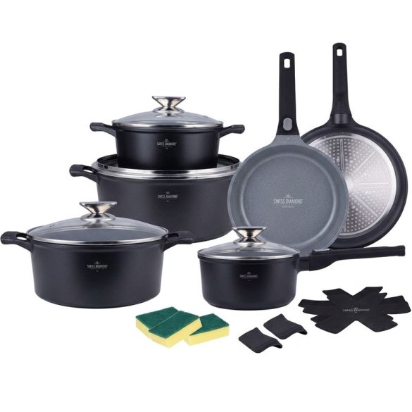 Die Cast Aluminum 19 részes edénykészlet fekete SH-LG3019B