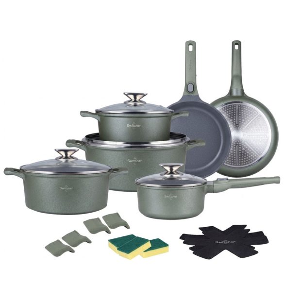 Die Cast Aluminum 19 részes edénykészlet zöld SH-LG3019G