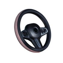   Kormányvédő | strasszköves | fekte bőr szegéllyel | világos rózsaszín | 38 cm SLH5936