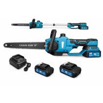   2 az 1-ben akkumulátoros kefe nélküli láncfűrész és magassági ágvágó készlet SM-3301