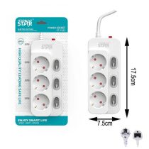   Winning Star hálózati  elosztó 3 aljzat, 3 kapcsoló ST-1023