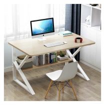 Számítógépasztal  polccal, világos fa 80 x 40 cm STL04B