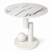   Modern Márványmintás Dohányzóasztal – Geometrikus Fehér Kivitel STL28B