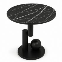   Modern Márványmintás Dohányzóasztal – Geometrikus Fekete Kivitel STL28CZ