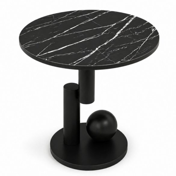 Modern Márványmintás Dohányzóasztal – Geometrikus Fekete Kivitel STL28CZ
