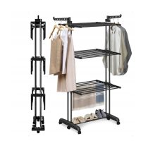   Nagy méretű, függőleges, összecsukható, álló, fekete színű ruhaszárító SU02CZ 