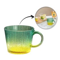   Bögre – Barázdált, színes üveg, zöld-sárga átmenettel, 380 ml SZK176