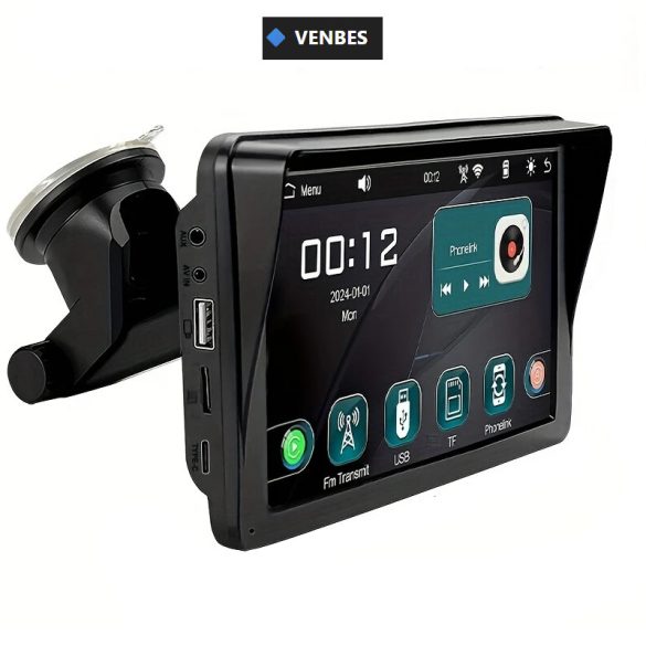 VENBES 7" CarPlay & Android Auto Autós Multimédiás Lejátszó TF1446084