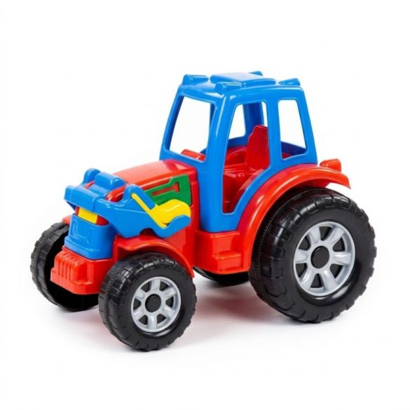 Műanyag játék traktor markolóval és billenős pótkocsival TR-01