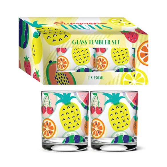 2db gyümölcsös üvegpohár 350ml TUMB16