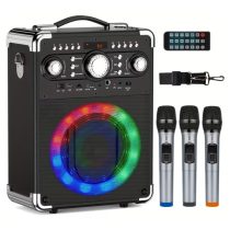   Hordozható karaoke hangszóró 2 mikrofonnal RGB világítással UJ4351202