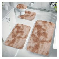  4 részes puha fürdőszoba szőnyeg szett világos barna UL719812B
