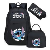   Disney Stitch 3 darabos táska szett – Hátizsák + Ebédtáska + Tolltartó FEKETE UM2907055-F