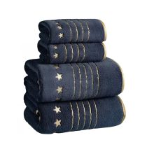   Luxus 4 darabos törölköző készlet – ultra puha, gyorsan száradó csillagmintás (sötétszürke/bézs) UU5859896S