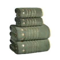   Luxus 4 darabos törölköző készlet – ultra puha, gyorsan száradó csillagmintás (zöld/arany) UU5859896Z