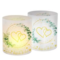   6 db-os romantikus asztali lámpás búra szett – Eukaliptusz és szív mintával UW701595