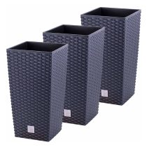   Rattan hatású négyzetes virágcserép szett 3 db 37,6 cm V4MV131Q58