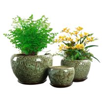 Kerámia virágcserép szett – 3 db, zöld VM1764362